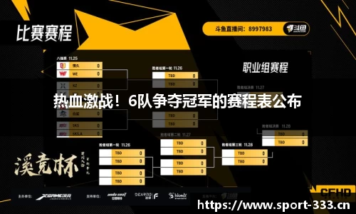热血激战！6队争夺冠军的赛程表公布